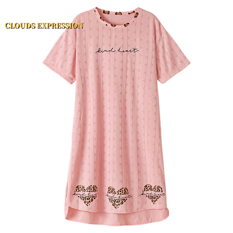 

Summer Knitted Cotton Nightwear Dress Cartoon Bear Womens Nightgowns Sleepshirts Girls Nightgowns Kawaii Pink Nightdress Fashion
