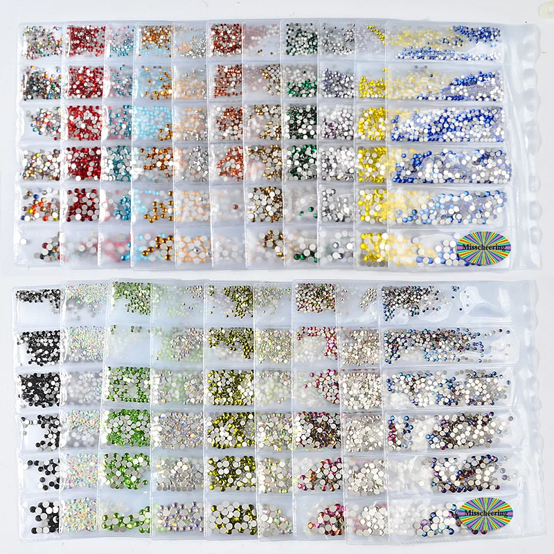 

6 Lattices Separately Packed Multi-size Flat Bottom Manicure Rhinestone Summer Party Outing Fake Nail Decoration Material