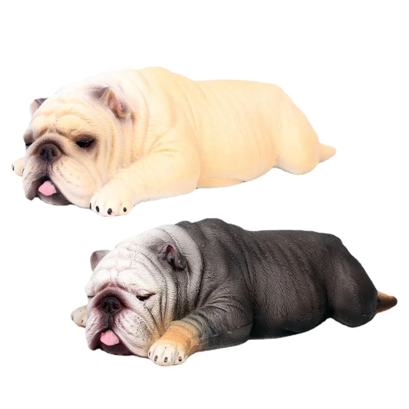 Simulation Solid Model English Bulldog Pet Dog Figurine Toy