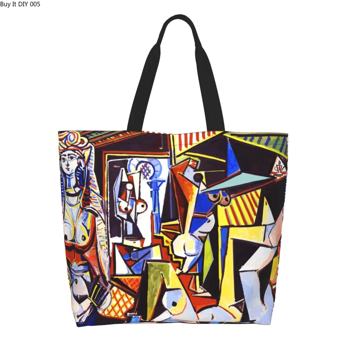 

Сумка-тоут с забавным Пабло Пикассо для женщин из Алжира, многоразовая холщовая сумка-шоппер для продуктов, сумка через плечо