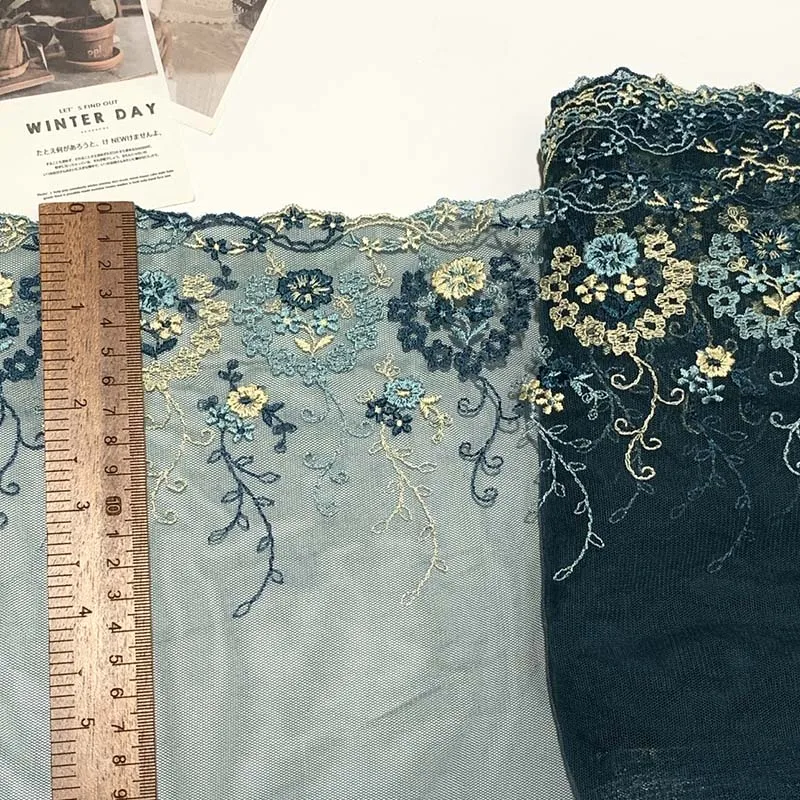 15 ярдов кружевная бейка с цветочной вышивкой темно-зеленая сетка аксессуары для