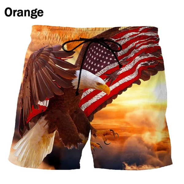

American Flag Eagle Cool 3D Printed Mens Shorts Summer Fashion Casual Oversized Pants 2023 New Hot Gym Sports Quick Dry Shorts
