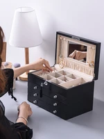 luxury multi layer jewelry storage box earrings black watch storage box with lock storage boxes container for beads gift ideas