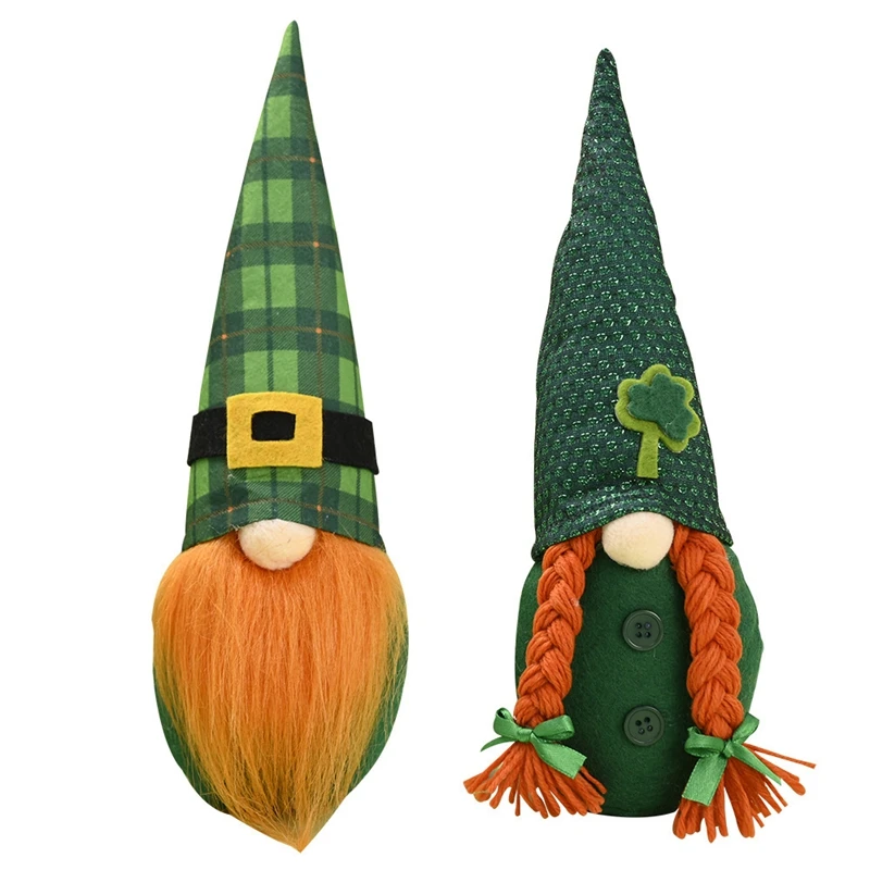 

2 Pieces St. Patricks Day Gnome Doll Party Decorations Faceless Doll Desktop Decorations Ornament