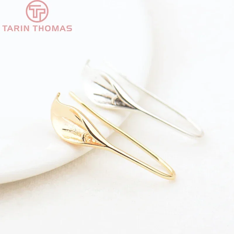 (2149) 10 шт. 26 5x11 мм 24-каратного золота латунные серьги-кольца с каллами и лилиями