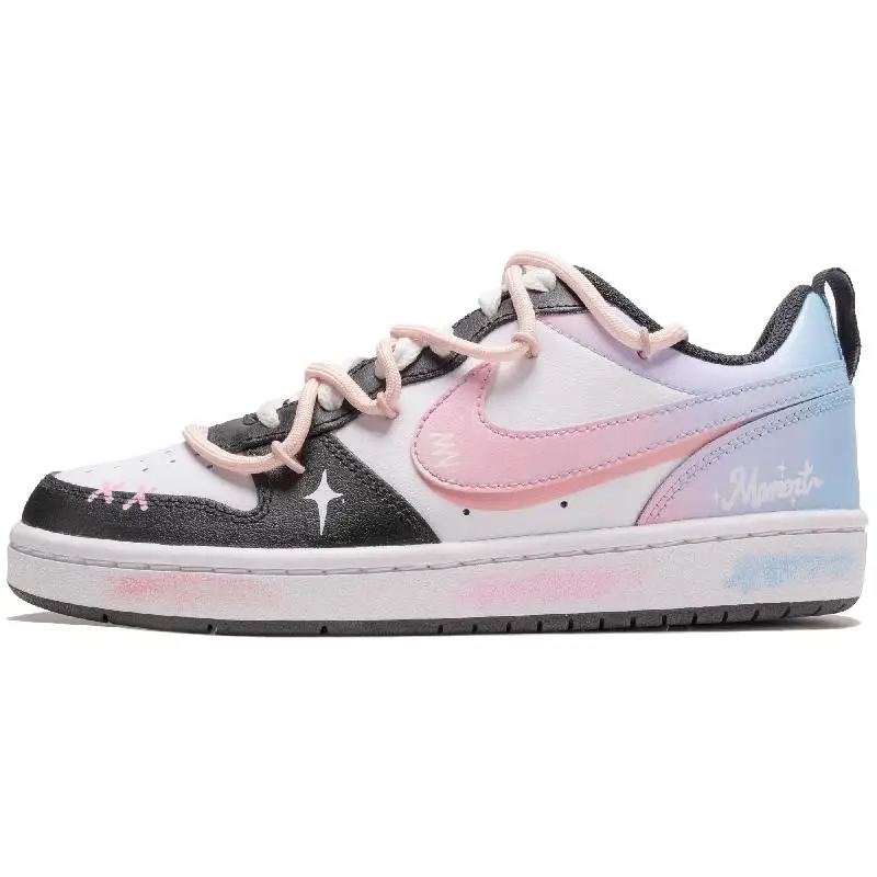 【Настроить】Nike Court Borough Обувь для скейтбординга Женские низкие синие кроссовки