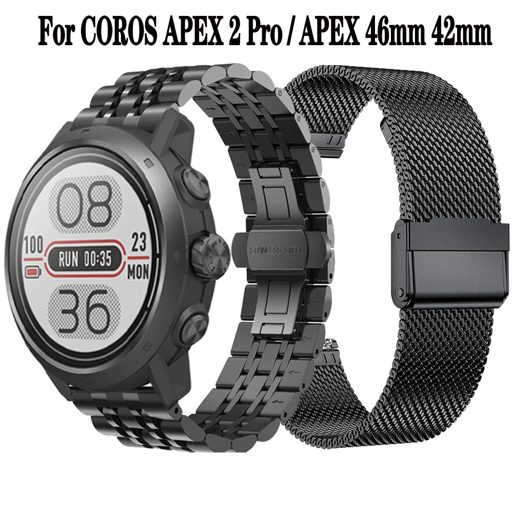 

Stainless Steel Metal Mesh Strap For COROS APEX 2 Pro / APEX 46mm 42mm Replacement Band For COROS PACE 2 Wristband Bracelet