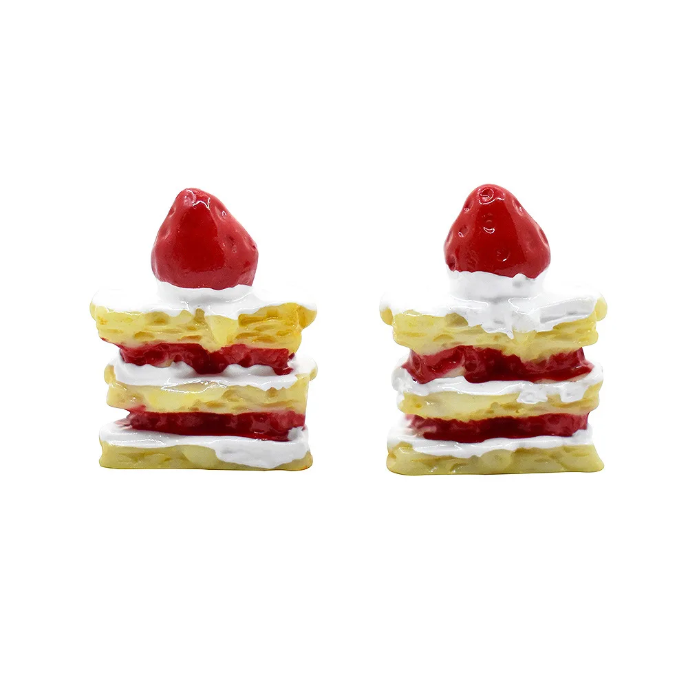 

6pcs 26*17mm Resin Cake 3D Strawberry Birthday Decoration for Handmade DIY Jewelry Making Accessories Simulation Décor