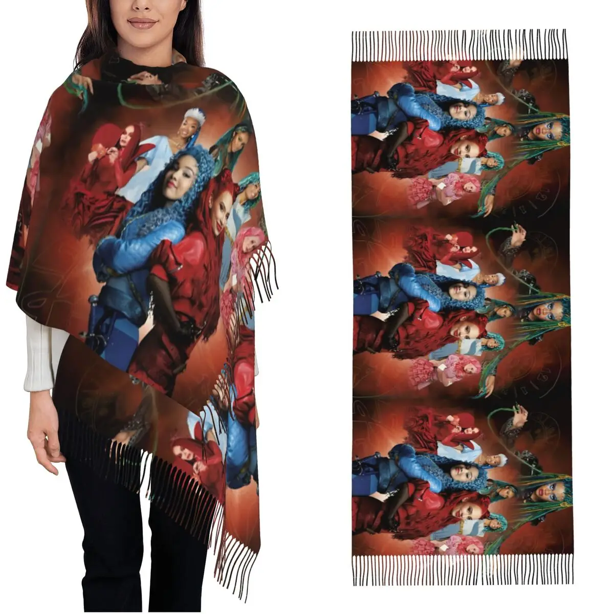 Наследники 4 красная шаль для женщин теплый большой длинный шарф Kylie Cantrall шейный