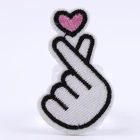 100pcslot embroidery patch finger love heart gesture clothing decoration sewing accessory craft diy iron heat transfer applique