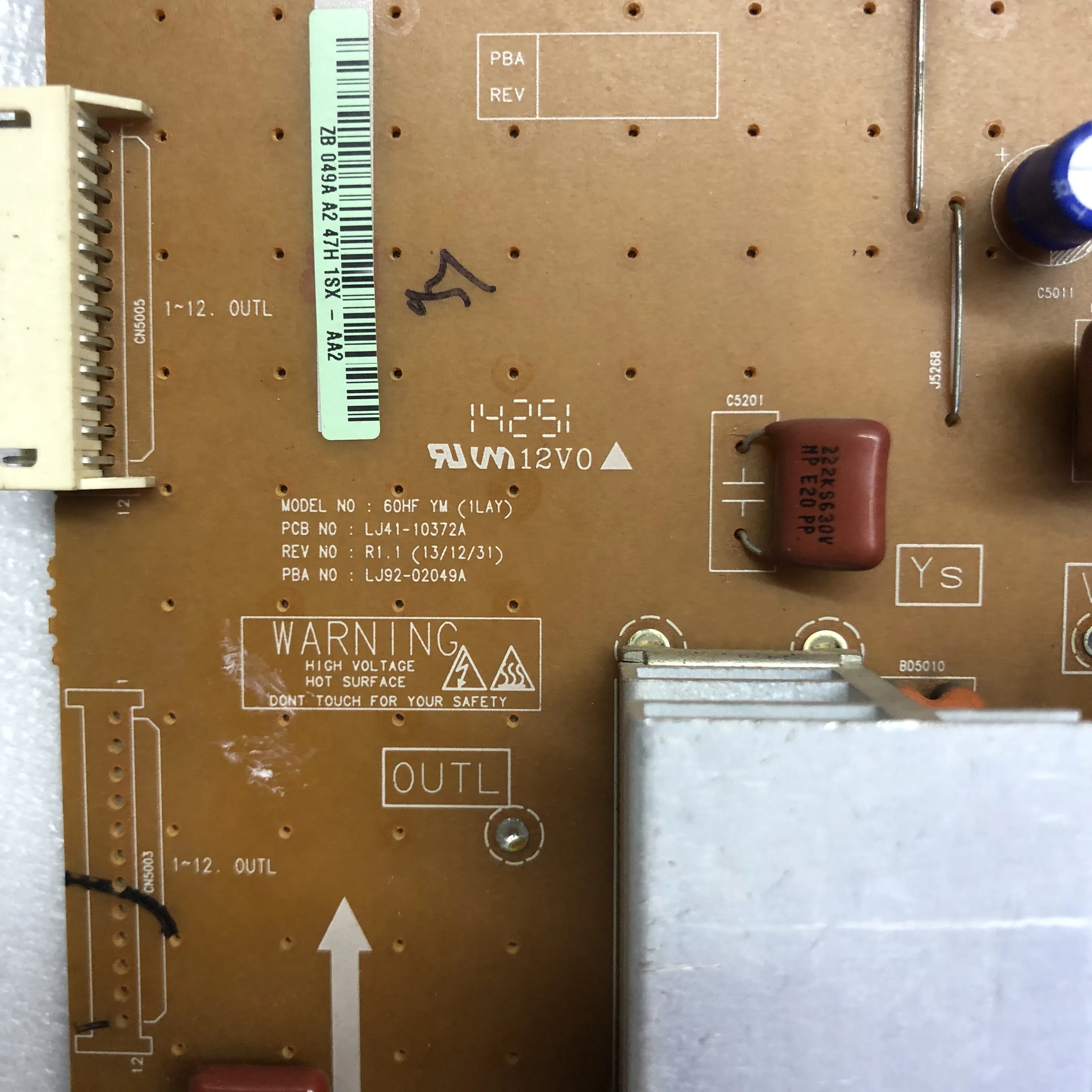 Для оригинальной платы Samsung PA60H5000AJ Y LJ41-10372A LJ92-02049A экран S60FH-YB06