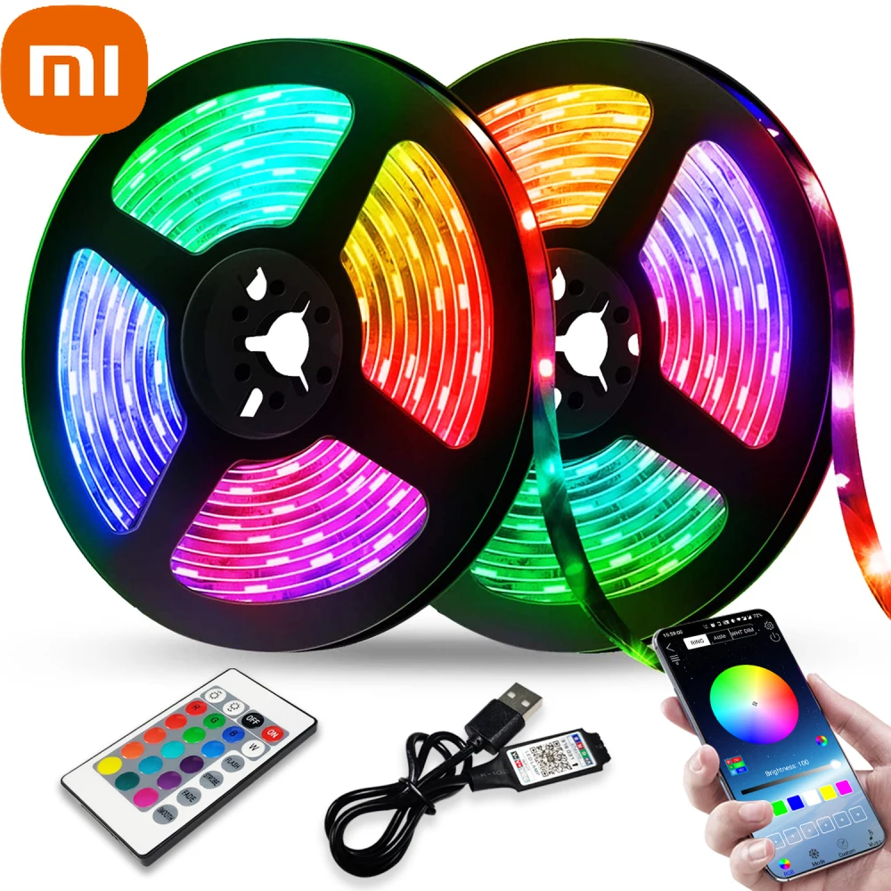 

Светодиодная лента Xiaomi, USB, 1-30 м, RGB 5050, Bluetooth-управление, гибкая лампа, постоянный ток 5 В, лента, Диодная лента для фестиваля, Luces Home Luz
