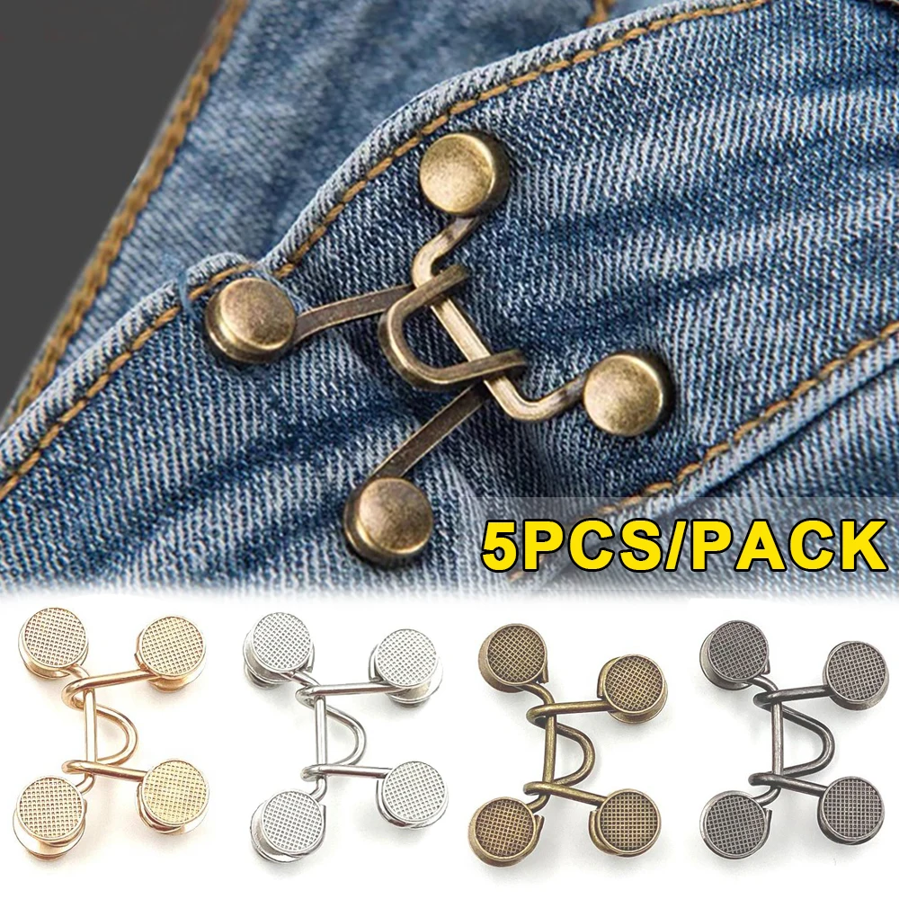 

Регулируемые джинсовые пуговицы, 5 комплектов, металлические съемные защелкивающиеся пуговицы для талии без гвоздей, бытовые пуговицы для ...
