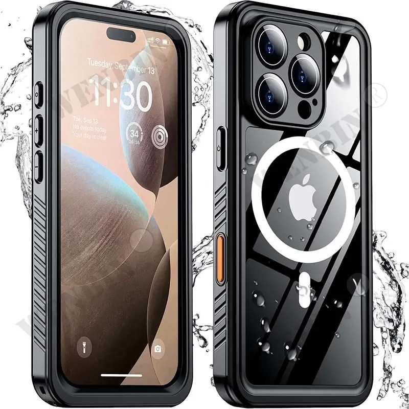 Водонепроницаемый Чехол IP68 для iPhone 16 15 14 13 Pro Max Plus металлический алюминиевый