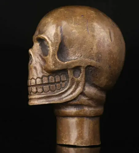 

WALKING STICK CRUTCH HEAD HANDLE FITTINGS BRONZE CASTING SKULL STATUE VINTAGE