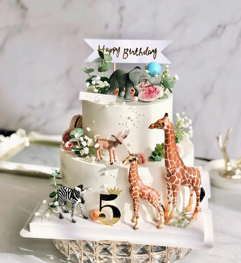 

Forest Theme Animal World Cake Topper Baking Decoration Girls Favos Elk Christmas Decorating Birthday Party Decorations Animal