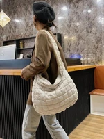 simple casual style niche design lightweight quilted shoulder bag women cloud pleated large bag womens casual personality