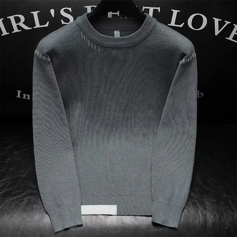 Мужской осенне-зимний утолщенный вязаный шерстяной свитер с круглым вырезом