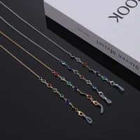 fashion colorful crystal beads sunglass chain for women fashion metal long chain mask chain anti lost eyeglass anti skid rope
