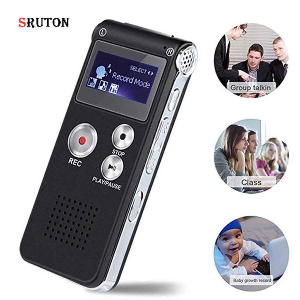 

ЖК-экран SRUTON, 8 ГБ, цифровой диктофон, диктофон, MP3-плеер, диктофон, аудиозаписывающее устройство, цифровой диктофон MP3