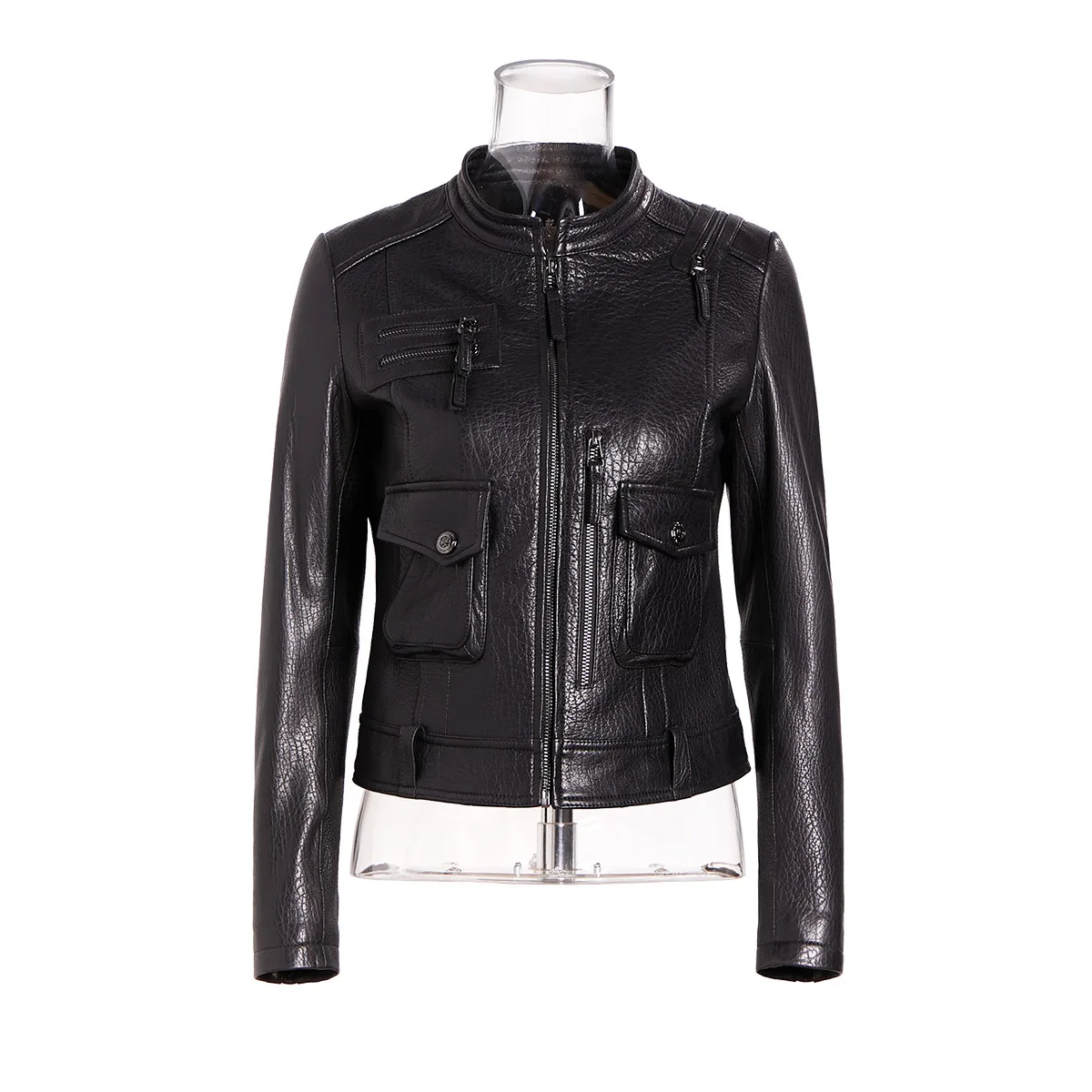 Leather Jacket Short Leather Coat Women Slim Sheep Leather Motorcycle Wear Leather Leather Coat enlarge