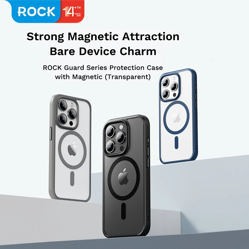 Чехол для iPhone 15 Pro Max, противоударный Гибридный чехол-накладка из поликарбоната и ТПУ с надписью Rock Space, прозрачная задняя крышка для iPhone 15 Pro