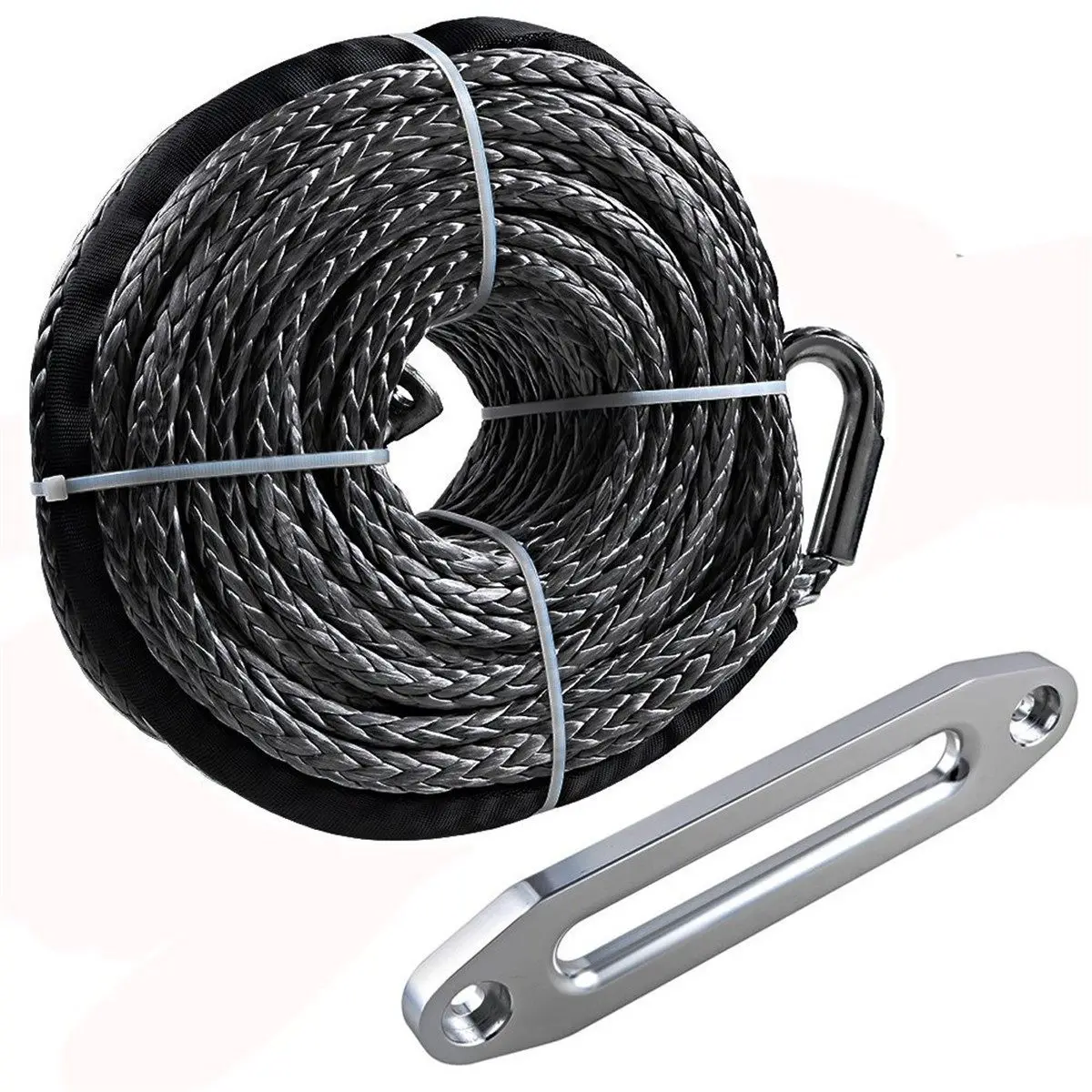 

9.5MM 30M Towing Winch Cable Rope String Line Synthetic Fiber 16500LBs With Hawse Fairlead For Jeep ATV UTV SUV 4X4 4WD