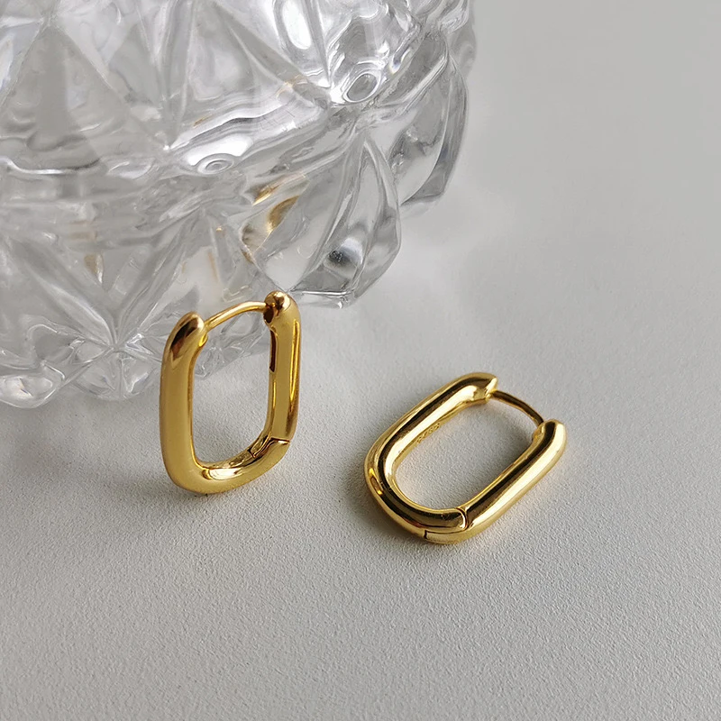 

2023 Vintage Hoop Earrings for Women Exquisite Ellipse Geometric Gold Silver Color Stud Earrings Fashion Wedding Jewelry