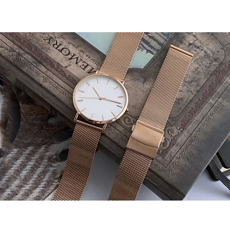 Мужской сетчатый быстросъемный ремешок из нержавеющей стали с Т-образной