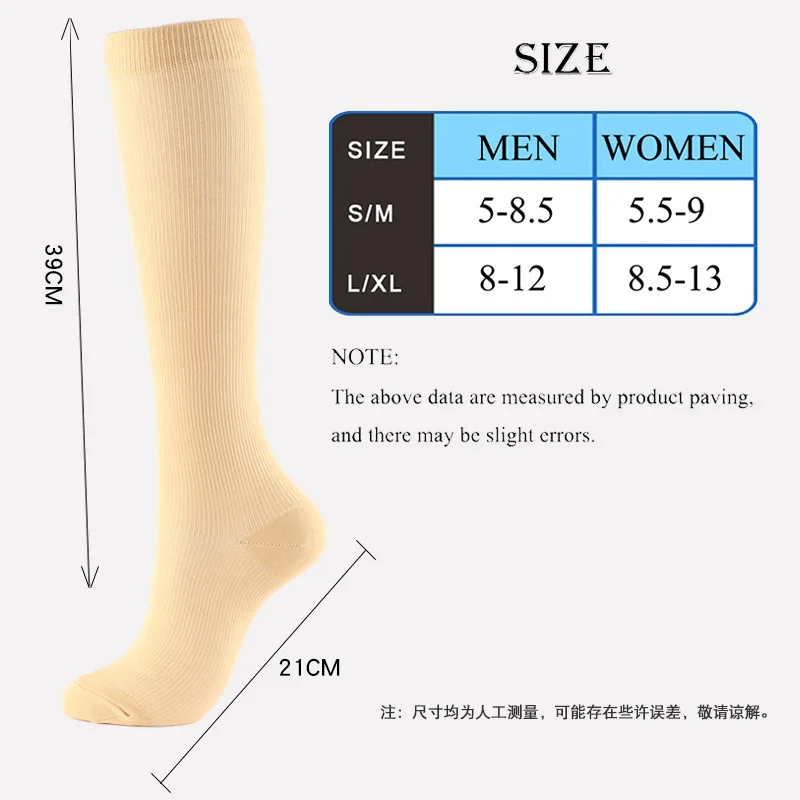 Copper Fiber Compression Stocking Nurse 9 Pairs Nylon Pressure Leg Socks Outdoor Sports Socks Multi-color Sport Running Socks