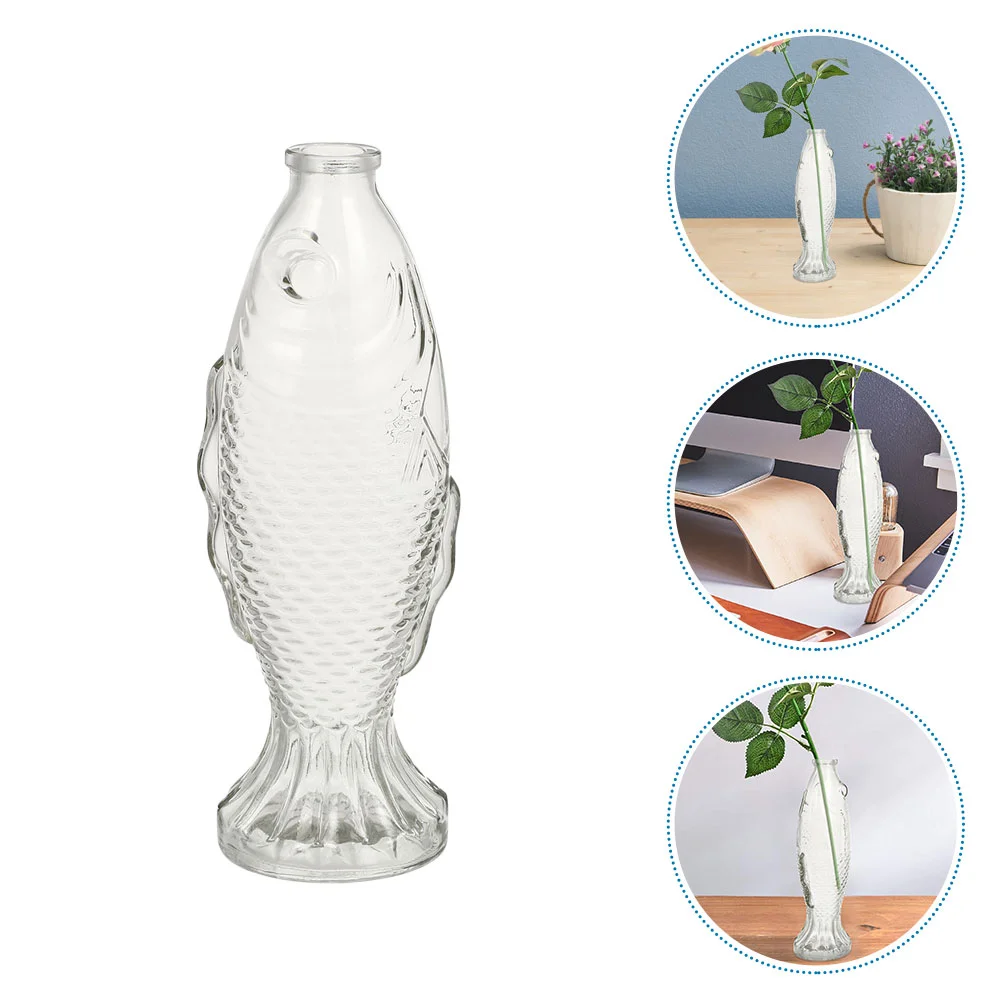 

Glass Fish Vase Cork Bottle Jar Modeling Flowerpot Mini Terrarium DIY Vintage Lovely Gift Transparent Corked Drift