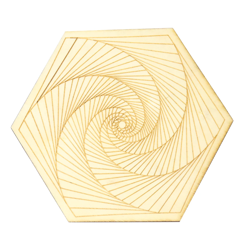 

Spiral Wooden Decorative Board Coaster Placemat Crystal Stone Base Sacred Geometry Energy Carven Plate Healing Meditation Pad