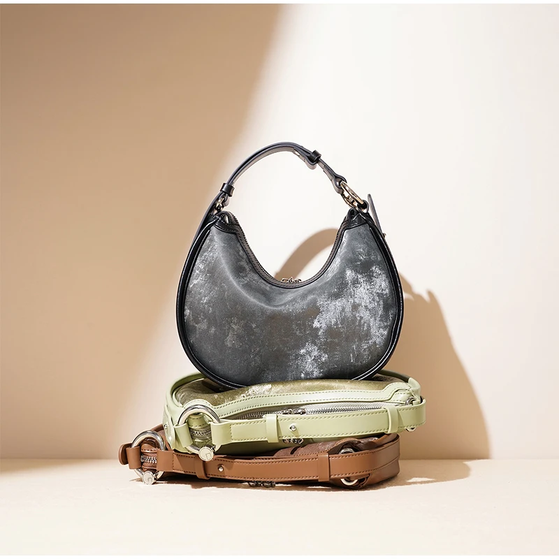 Brand Design Women's Crescent Shoulder Bag Mom Gift Luxury Leather Crossbody 2025 New Underarm Handbag