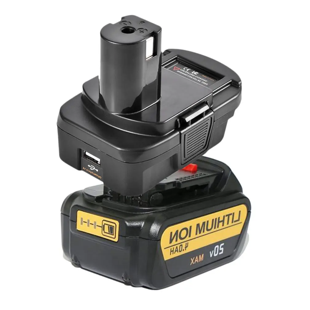 

Адаптер DM18RL для аккумулятора, USB-адаптер dm20robдля RYOBI, преобразователь DEWALT 20 в Milwaukee на 18 в, пластиковый адаптер для аккумулятора