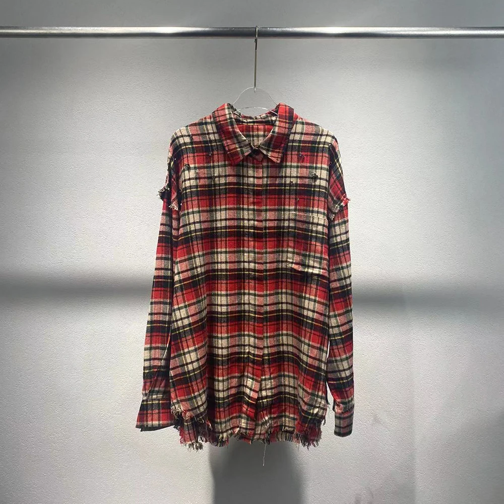 Женская рубашка с длинным рукавом хлопковая блузка необработанными краями