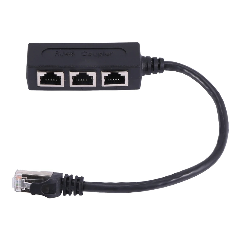 

RJ45 Splitter Adapter, RJ45 1 Male To 3 Female Ports Socket Adapter Interface Ethernet Cable 8P8C Extender Plug LAN Network Conn