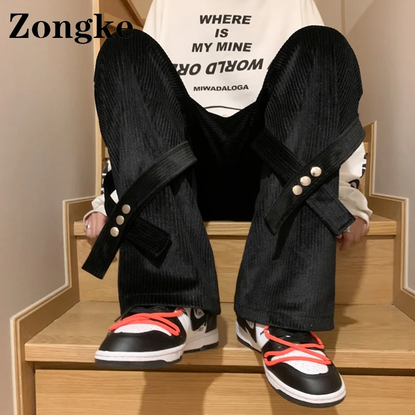 

Zongke Corduroy Streetwear Men Pants Work Chinese Size 2XL Black Sweatpants Men Trousers Fashion 2022 Spring New Arrivals