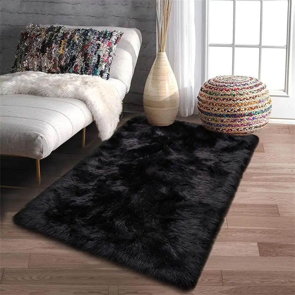 

Rectangular Plush Rug Luxurious Faux-fur Ultra-soft Fluffy Anti-slip Machine Washable Bedroom Rugs (60 X 180 Cm)