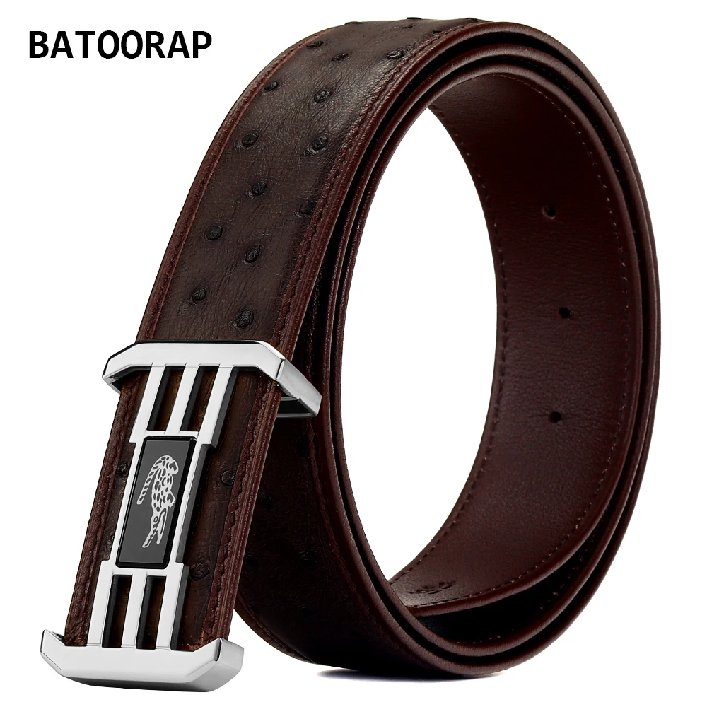 

Высококачественный Южноафриканский страусиный коричневый ремень BATOORAP, Пряжка из нержавеющей стали, дизайнерский роскошный подарок