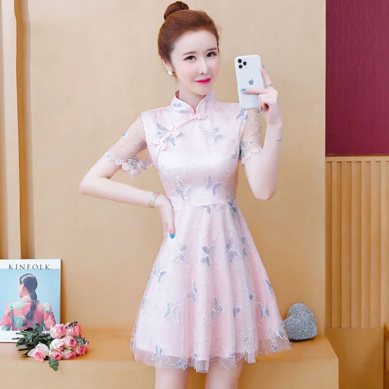 

Летнее платье-Ципао, улучшенная версия, женское летнее платье, новинка 2022, маленькая сказочная юбка для молодых девушек