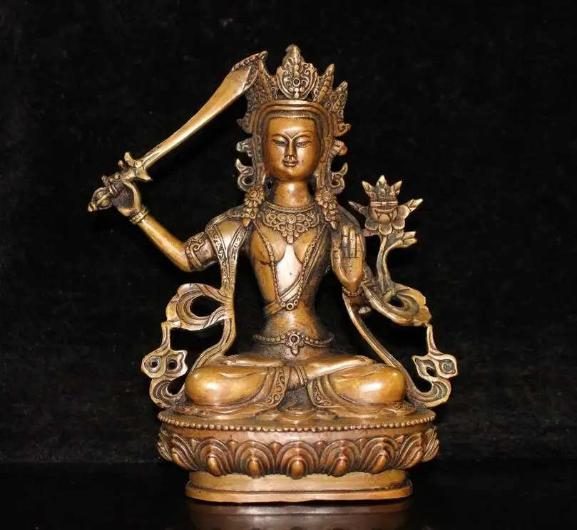 

Тибетская китайская латунная медная фотостатуя украшения Bodhisattva