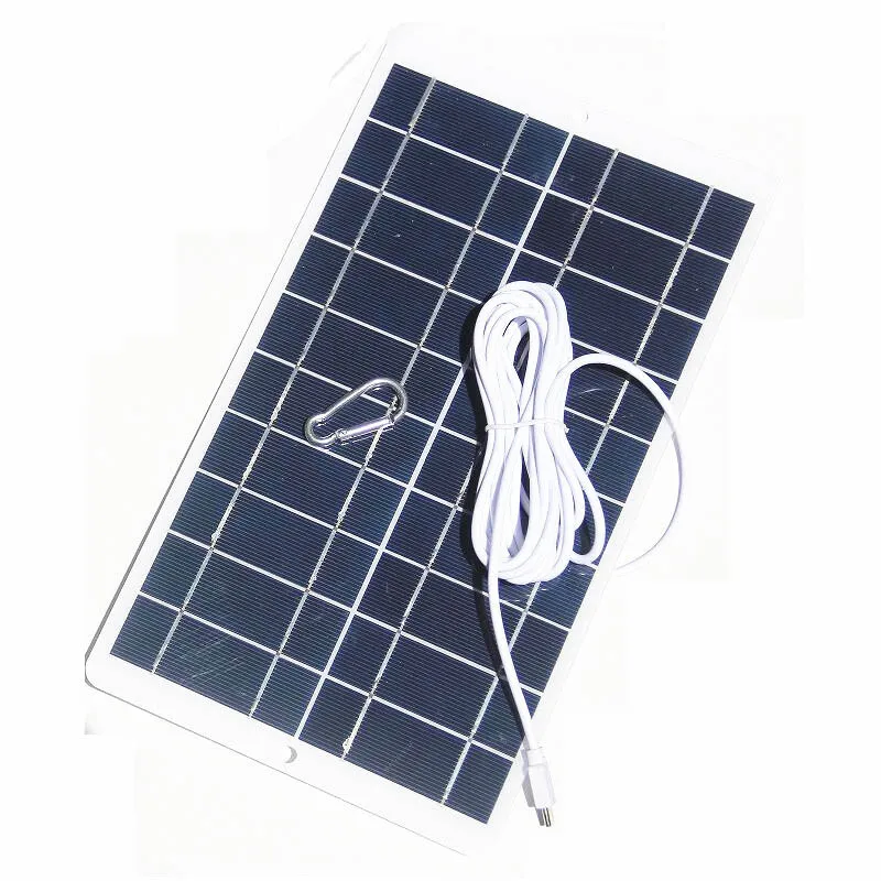 8W 5V Solar Panel Phone Charger Doorbell Security Camera Type-C Output USB Portable Outdoor Camping Waterproof Battery Charger