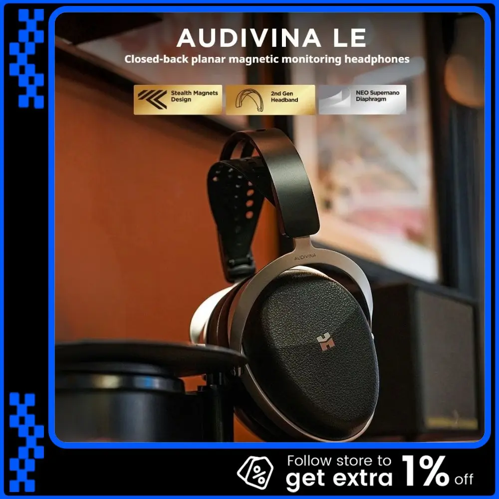 Фото Проводная HIFI-гарнитура Hifiman Audivina Le, полноразмерные накладные плоские наушники с диафрагмой, закрытый Hi-Fi мониторинг, аудио лихорадка №1