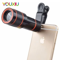 clip on 12x phone lens optical zoom hd telephoto camera macro lens kit for universal mobile phone smartphone telescope focus len
