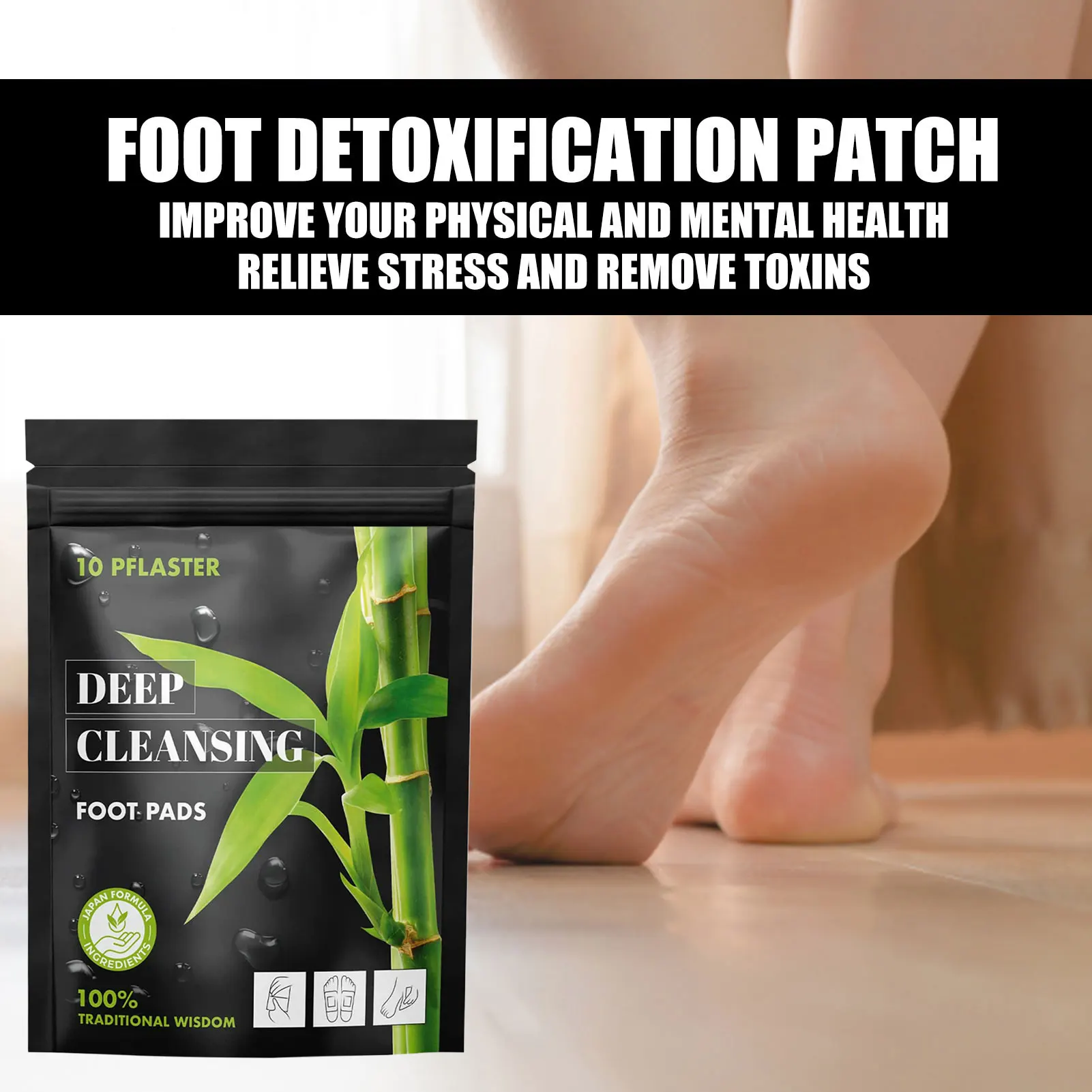 

10 шт., патчи для ног с бамбуковым уксусом