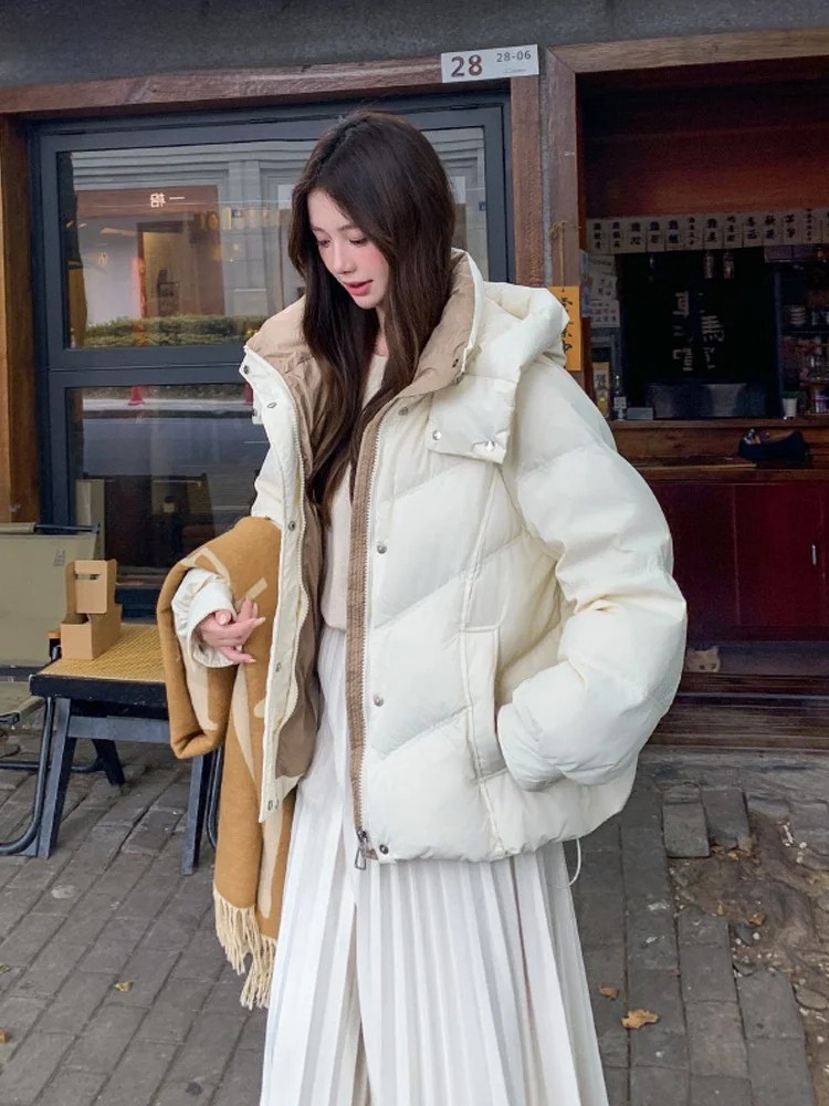 La Chebel Lady однотонный короткий пуховик женский зима 2024 новое утолщенное маленькое