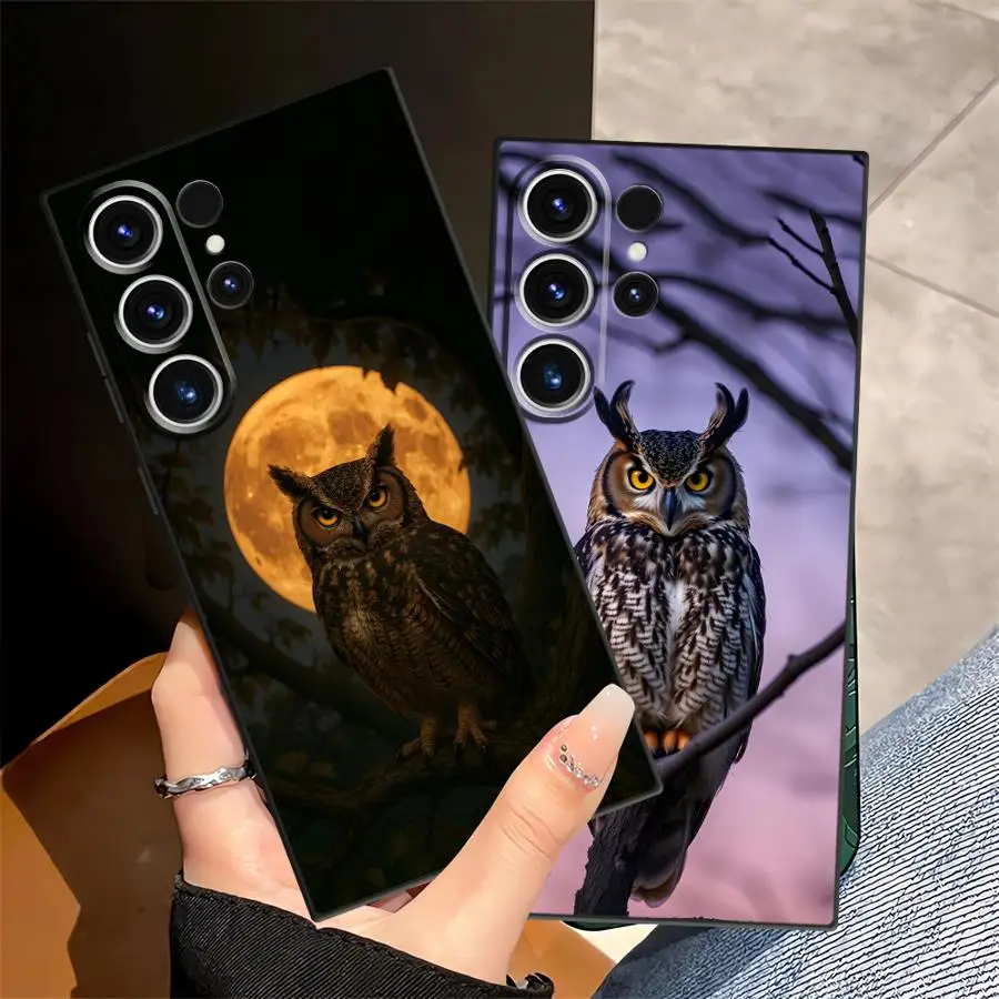 Фото Чехол-накладка для телефона Samsung Galaxy S26 Ultra S20 Ultra Note 20 8 9 10 S23 S24 S21 FE S10 S9 S25 Plus с простым рисунком совы №2