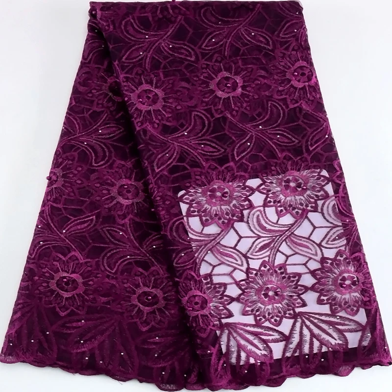 Королевская Синяя Африканская Сетчатая Кружевная Ткань Со Стразами