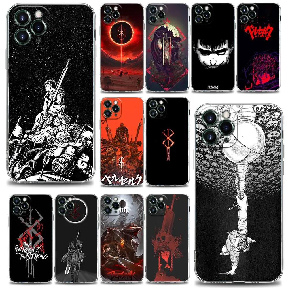 

Clear Phone Case for iPhone 11 12 13 Pro Case Max 7 8 SE XR XS Max 5 5s 6 6s Plus TPU Cover Anime Guts Berserk Japanese Manga