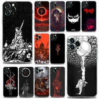 clear phone case for iphone 11 12 13 pro case max 7 8 se xr xs max 5 5s 6 6s plus tpu cover anime guts berserk japanese manga